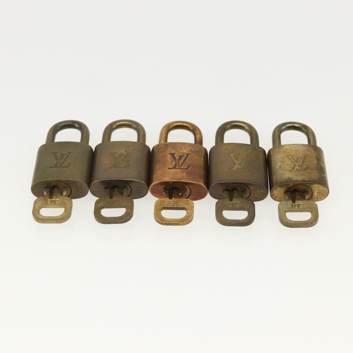 LOUIS VUITTON Padlock 10 Set Padlock metal Gold LV Auth am9952