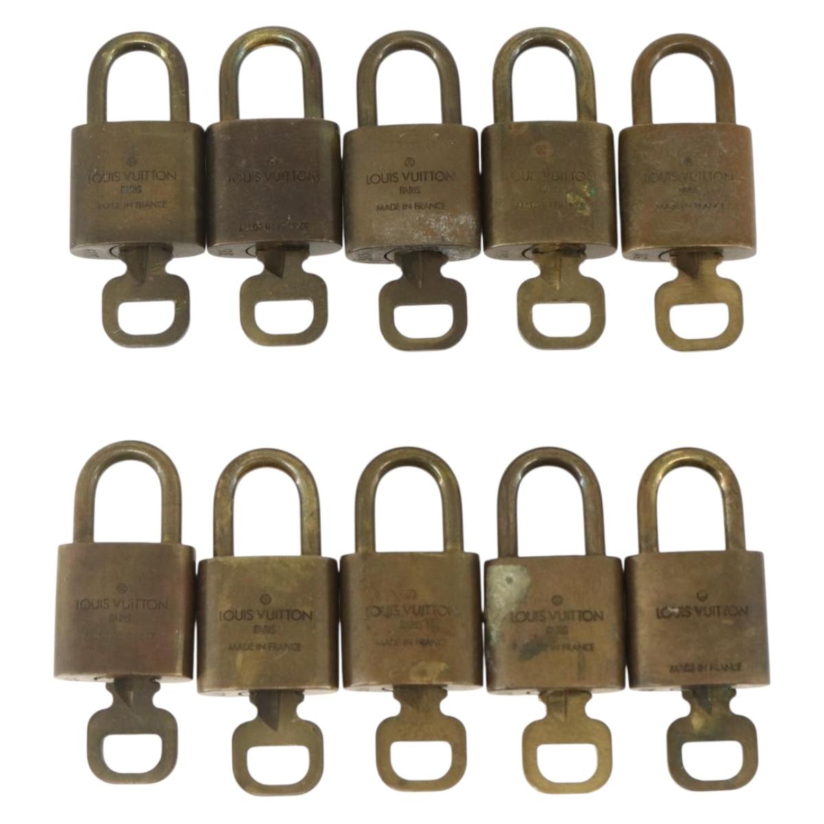LOUIS VUITTON Padlock 10 Set Padlock metal Gold LV Auth am9953