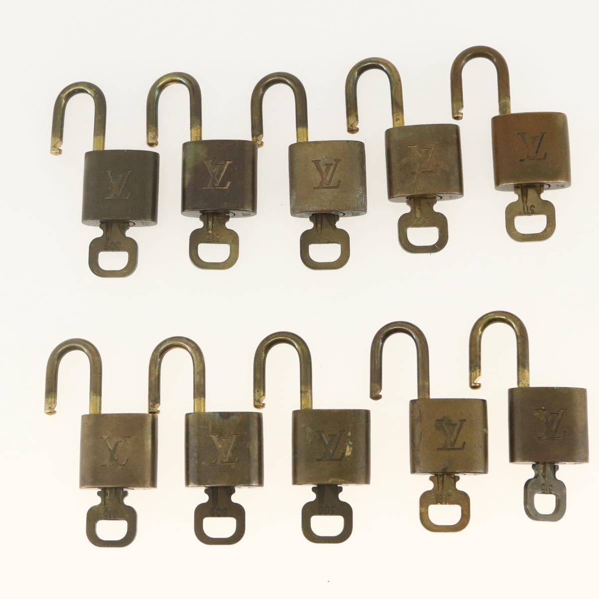 LOUIS VUITTON Padlock 10 Set Padlock metal Gold LV Auth am9953