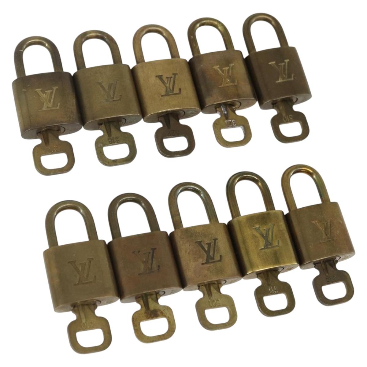 LOUIS VUITTON Padlock 10 Set Padlock metal Gold LV Auth am9954