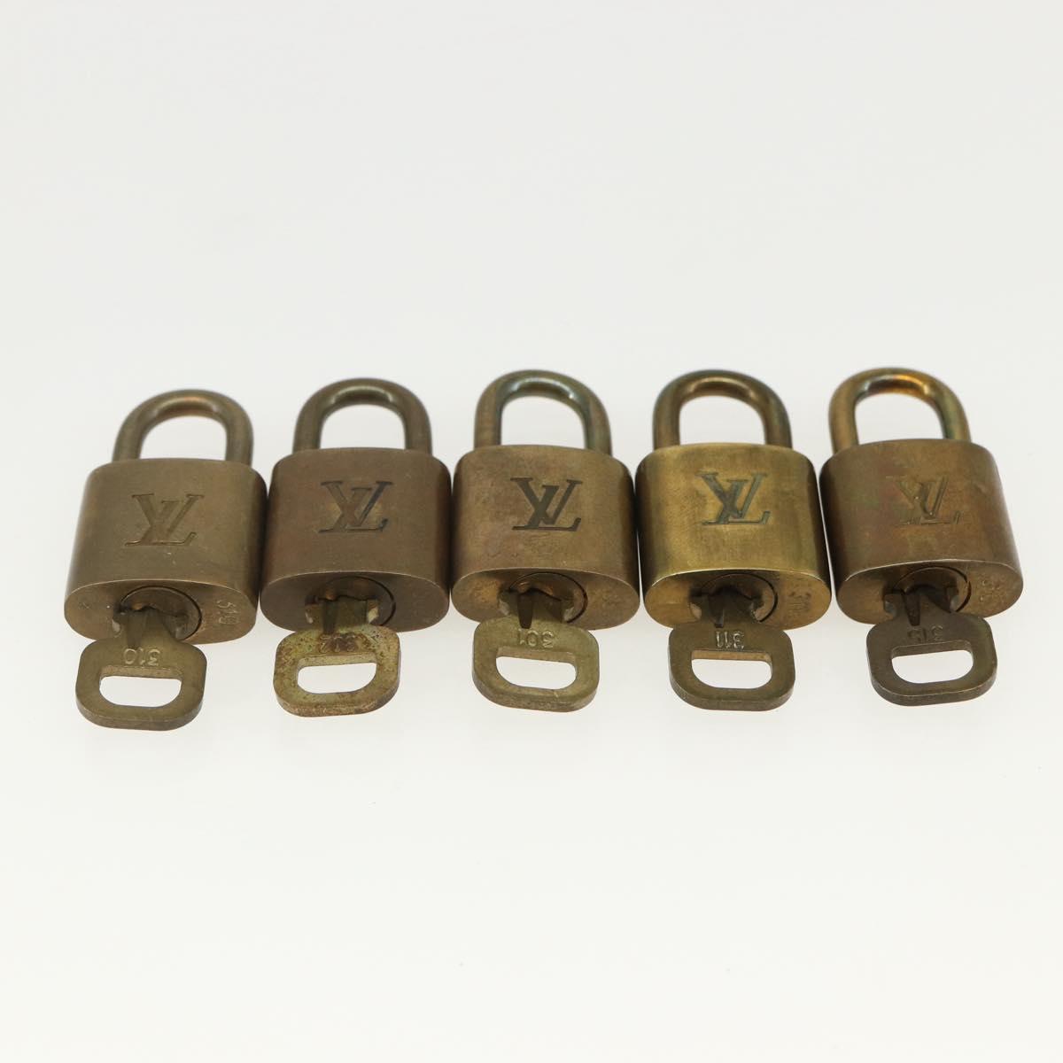 LOUIS VUITTON Padlock 10 Set Padlock metal Gold LV Auth am9954