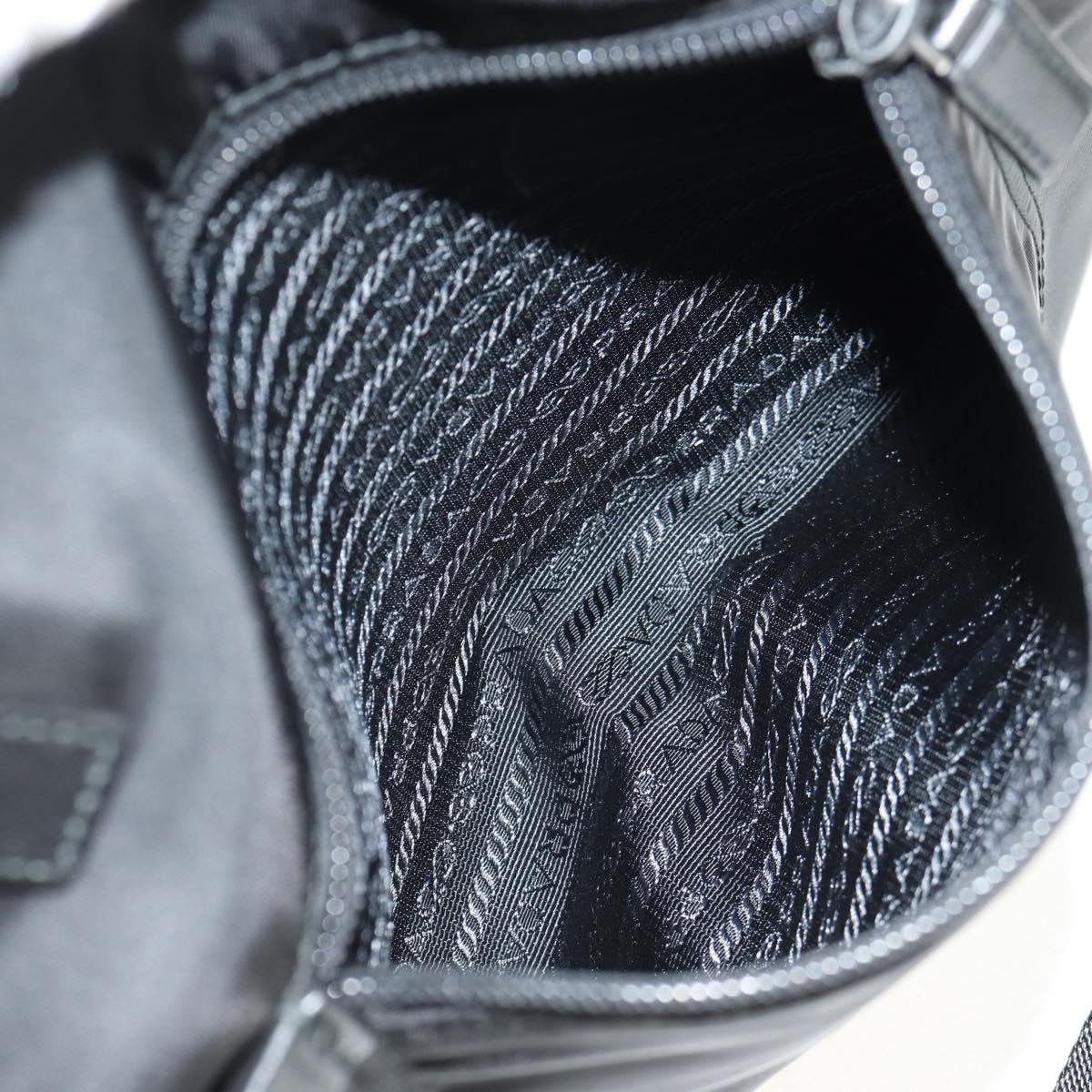 PRADA Tote Bag Nylon 2way Black Silver Auth am9967