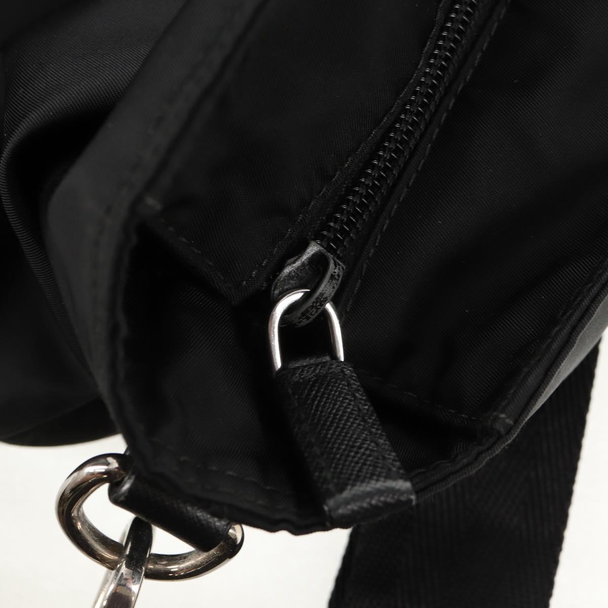 PRADA Tote Bag Nylon 2way Black Silver Auth am9967