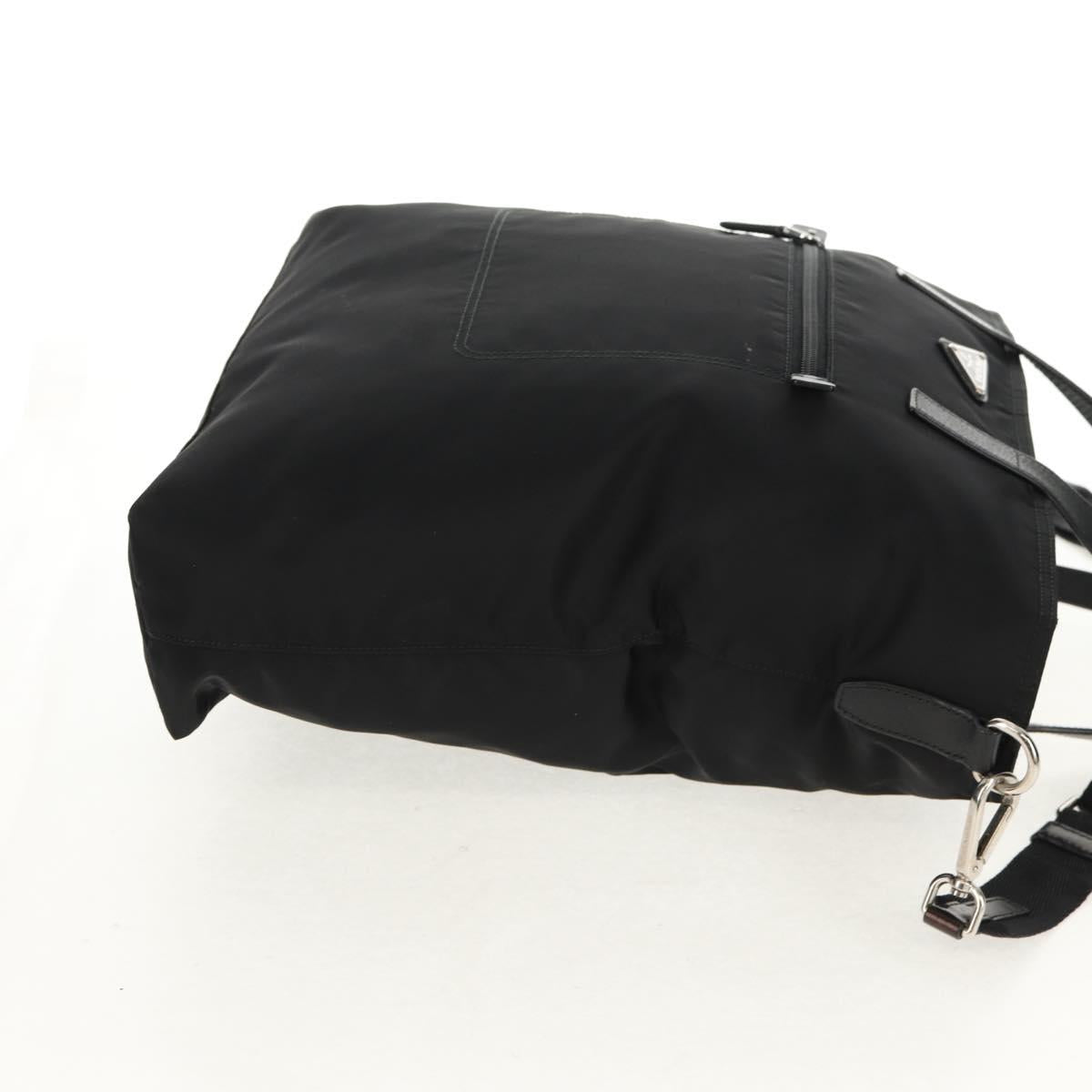 PRADA Tote Bag Nylon 2way Black Silver Auth am9967