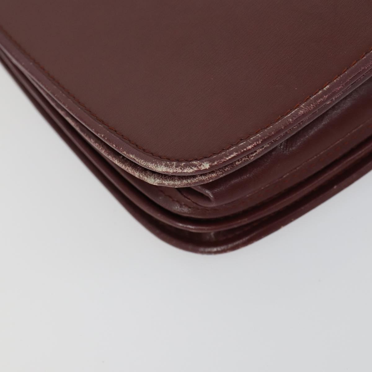 CARTIER Celine Macadam Canvas Bag Leather 2 Set Brown Bordeaux Auth am9969