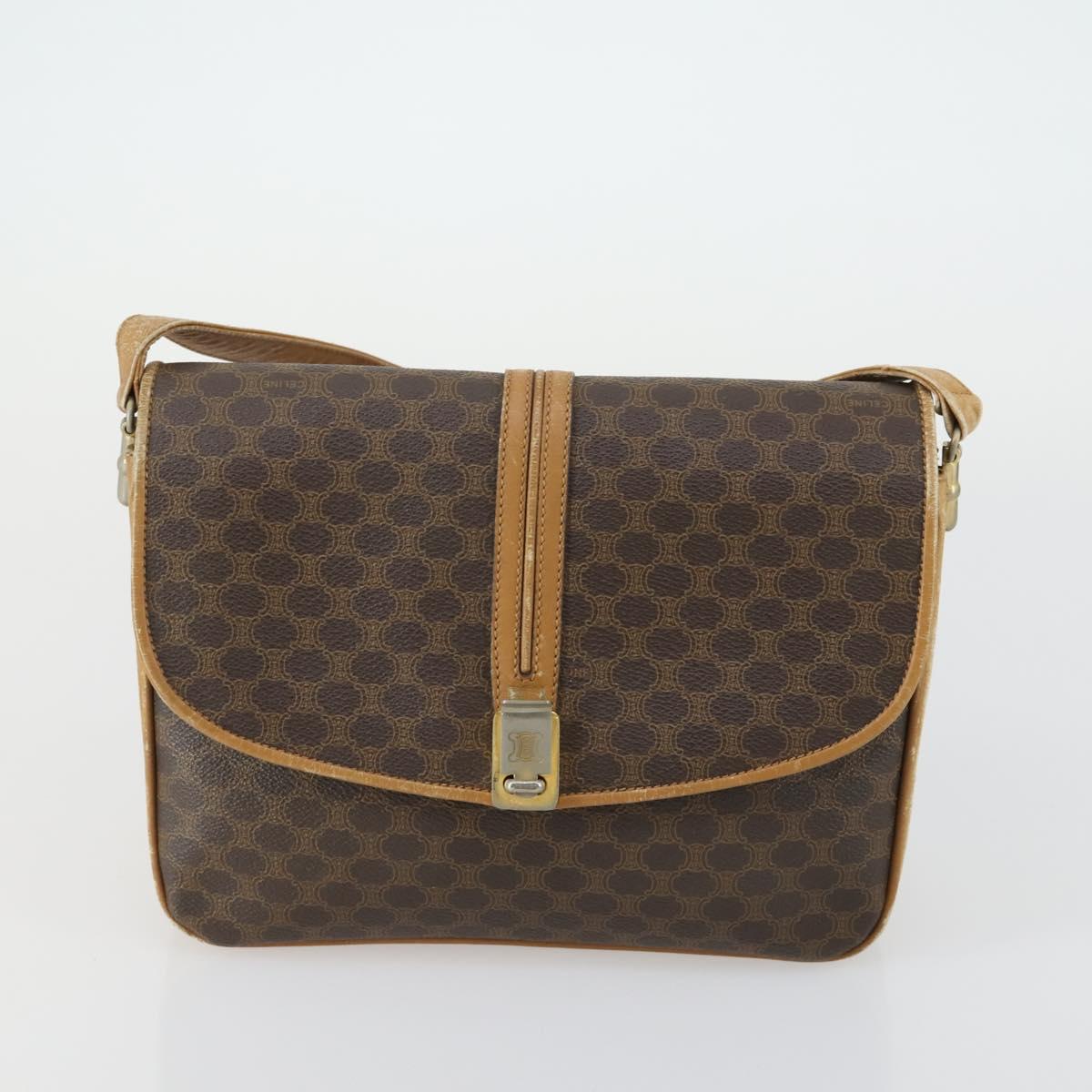 CARTIER Celine Macadam Canvas Bag Leather 2 Set Brown Bordeaux Auth am9969