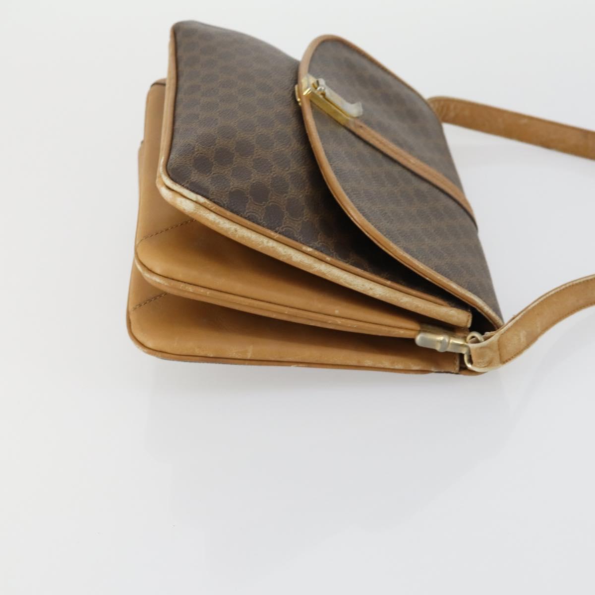 CARTIER Celine Macadam Canvas Bag Leather 2 Set Brown Bordeaux Auth am9969