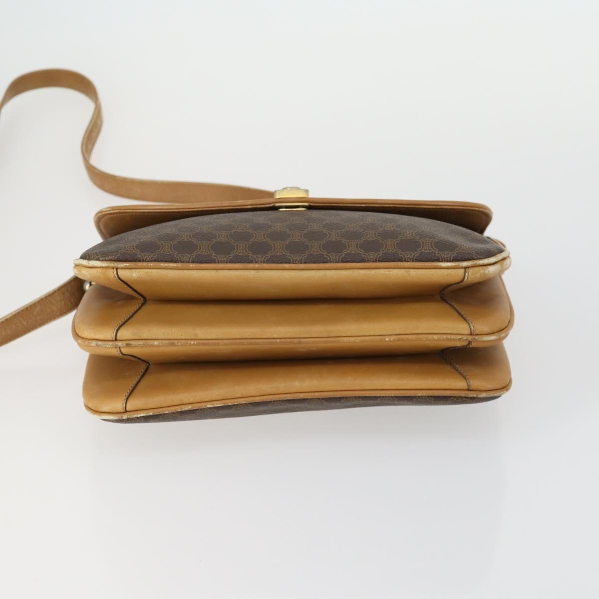 CARTIER Celine Macadam Canvas Bag Leather 2 Set Brown Bordeaux Auth am9969