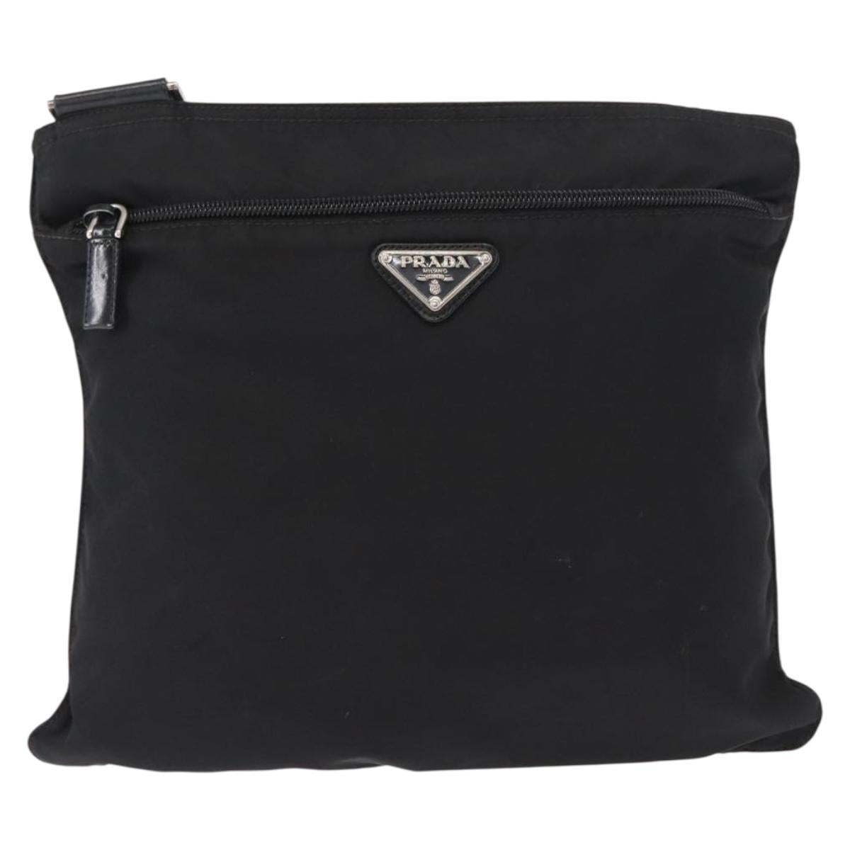PRADA Shoulder Bag Nylon Black Silver Auth am9977