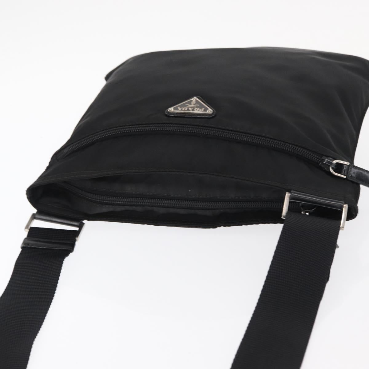 PRADA Shoulder Bag Nylon Black Silver Auth am9977