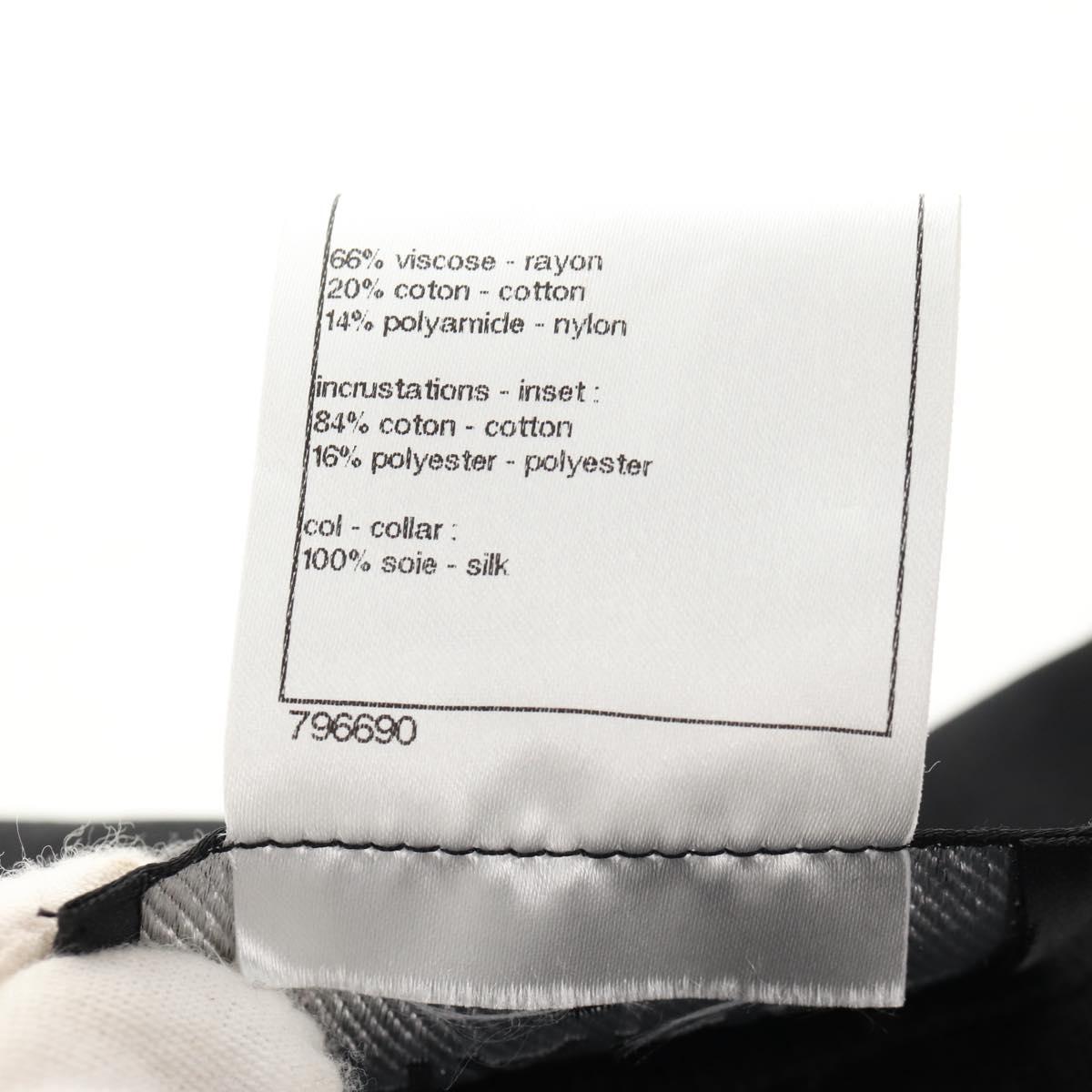 CHANEL Cardigan Rayon 36 Black CC Auth am9979V