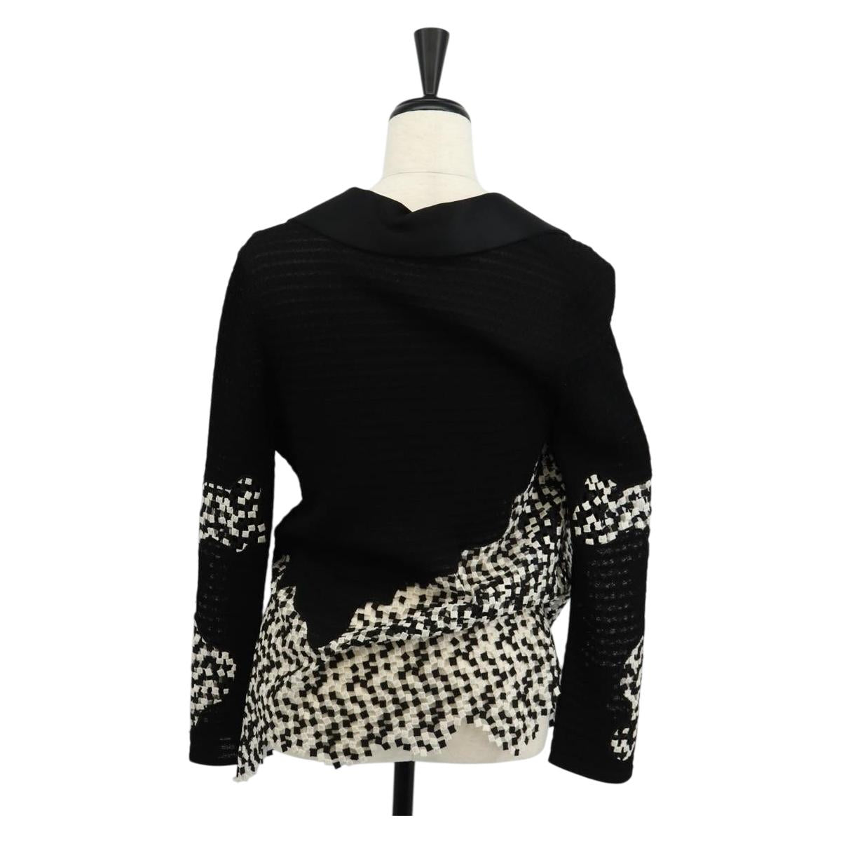 CHANEL Cardigan Rayon 36 Black CC Auth am9979V