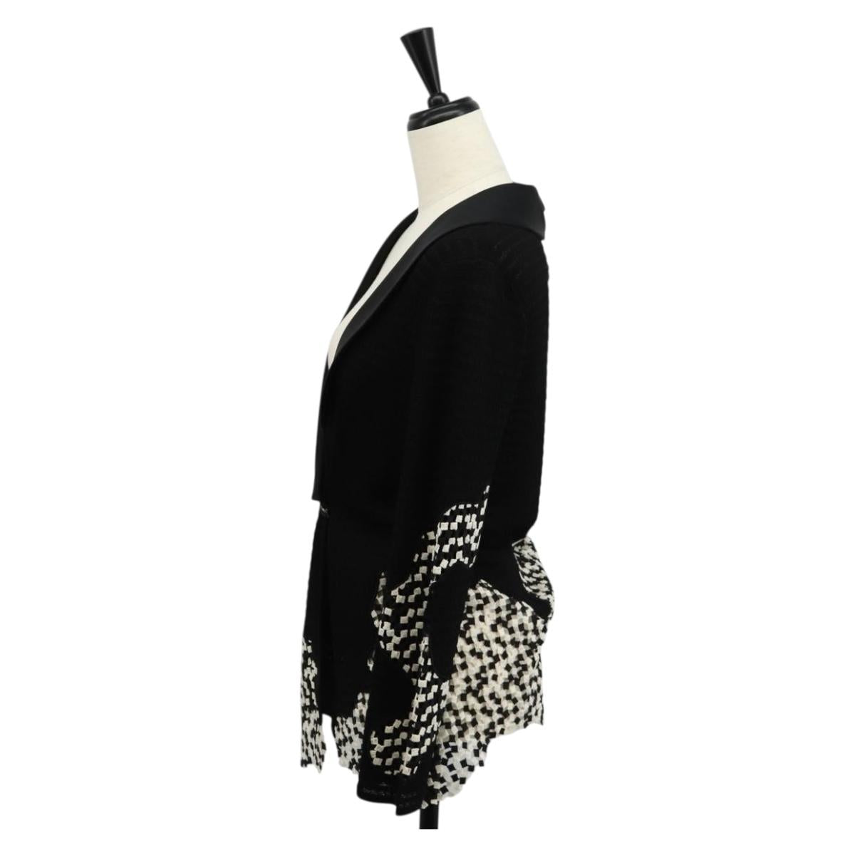 CHANEL Cardigan Rayon 36 Black CC Auth am9979V