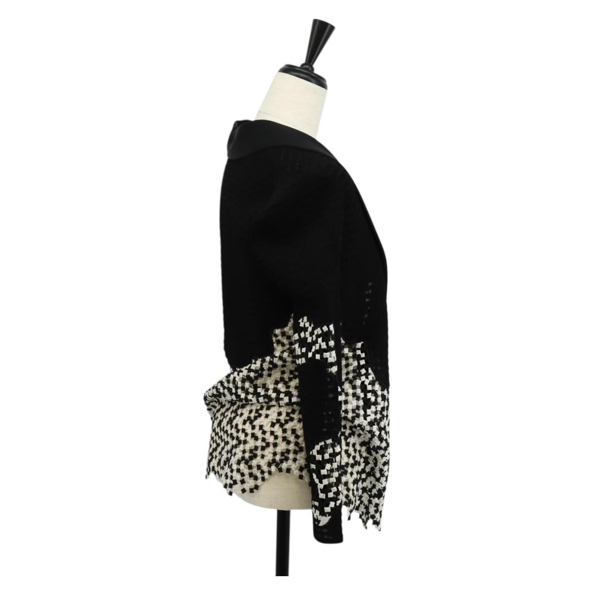 CHANEL Cardigan Rayon 36 Black CC Auth am9979V