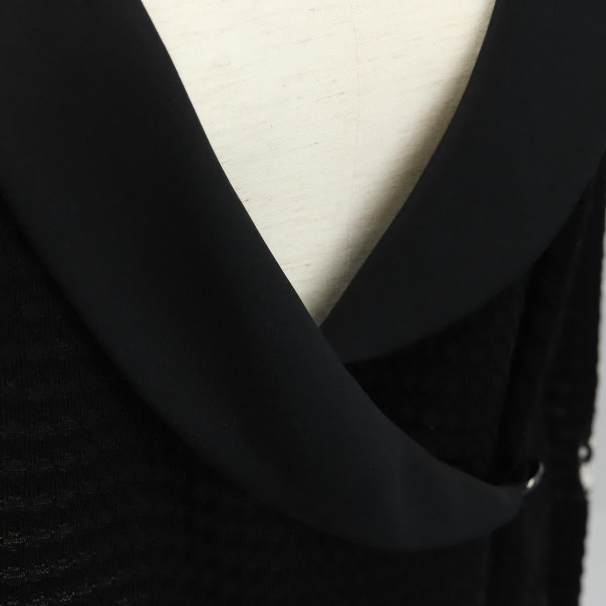 CHANEL Cardigan Rayon 36 Black CC Auth am9979V