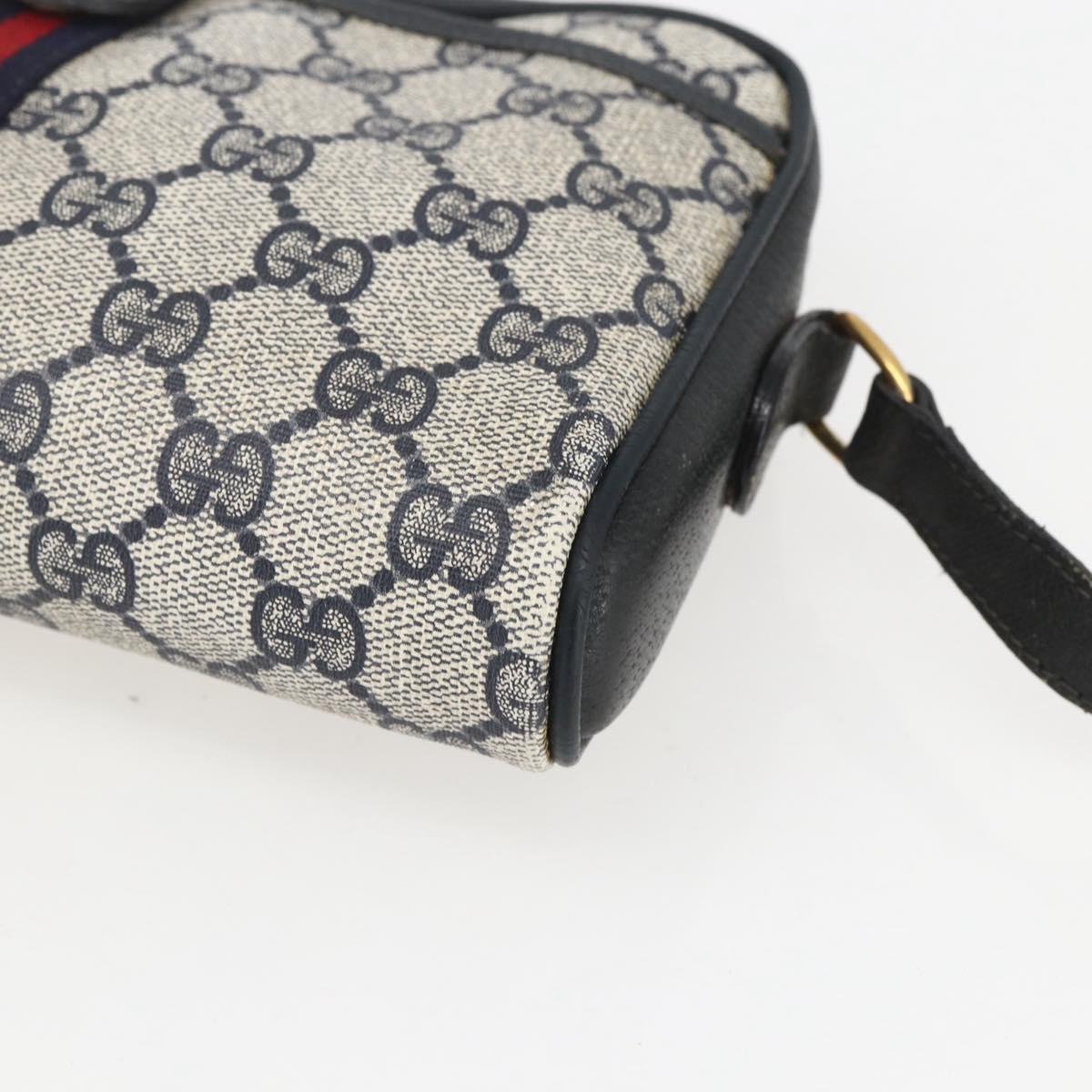 GUCCI GG Supreme Sherry Line Shoulder Bag PVC Navy Gold 89 02 055 Auth am9980