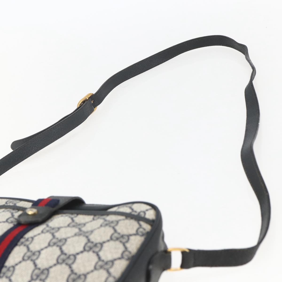 GUCCI GG Supreme Sherry Line Shoulder Bag PVC Navy Gold 89 02 055 Auth am9980
