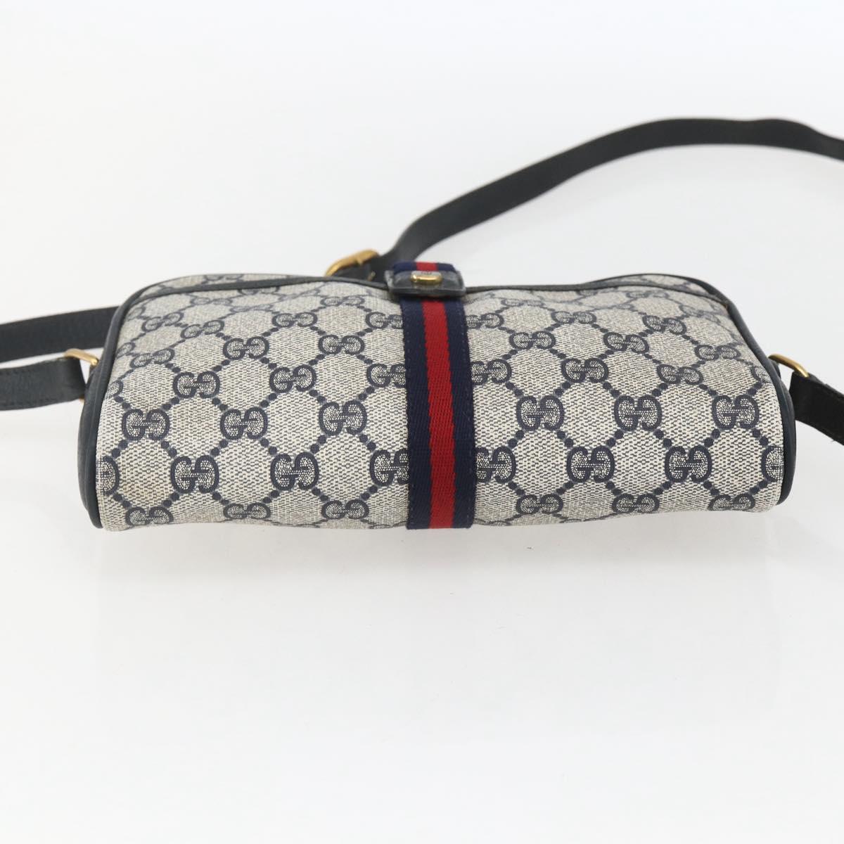 GUCCI GG Supreme Sherry Line Shoulder Bag PVC Navy Gold 89 02 055 Auth am9980