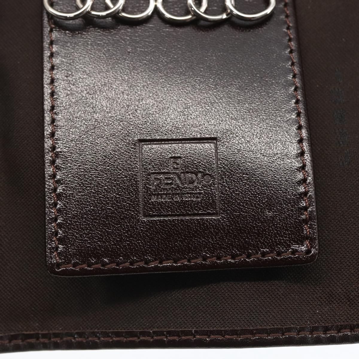 FENDI Zucca Canvas Key Case Brown Black Auth am9981V
