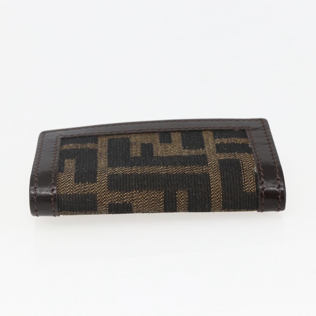FENDI Zucca Canvas Key Case Brown Black Auth am9981V