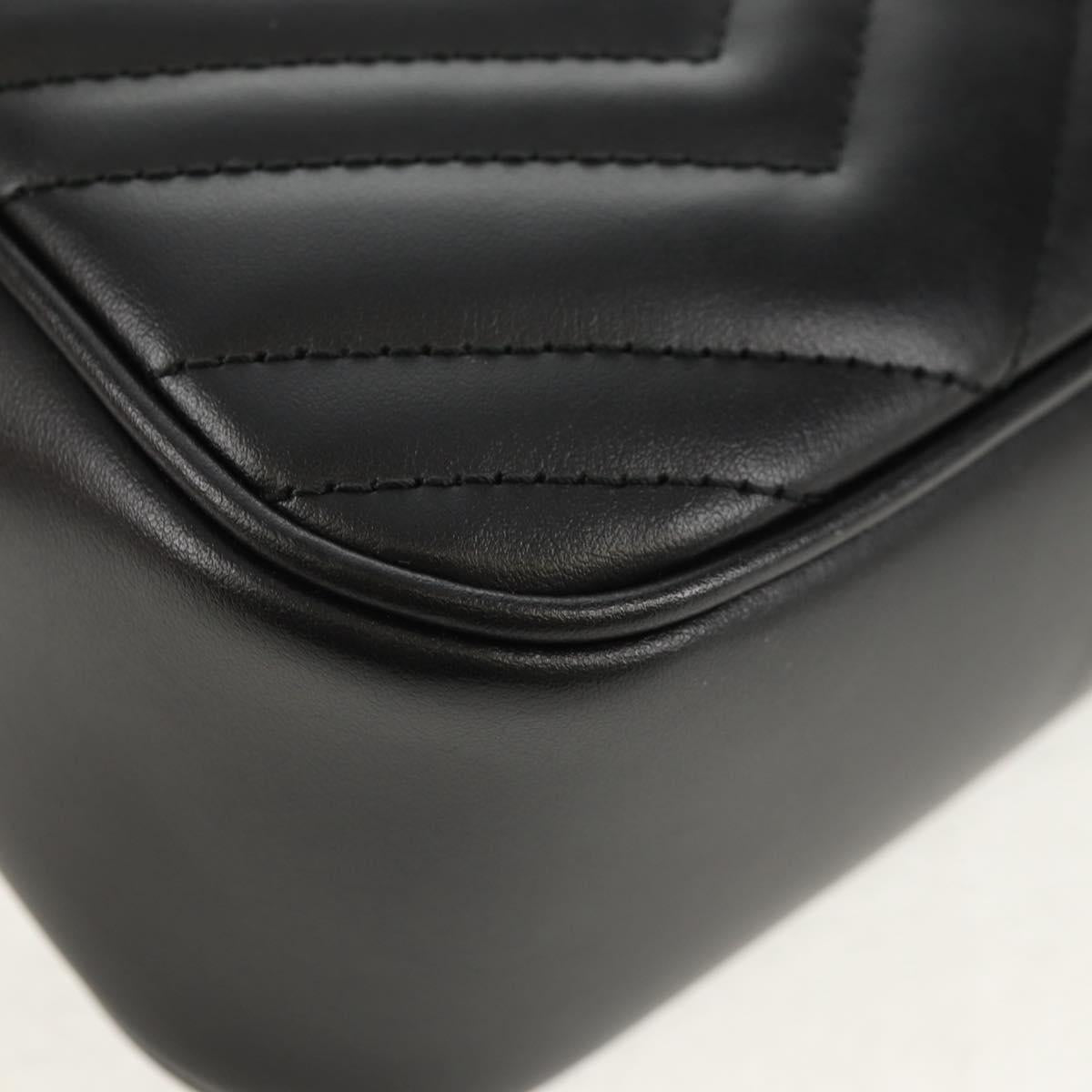 GUCCI Chain GG Marmont Shoulder Bag Leather Black Gold 447632 Auth am9985M