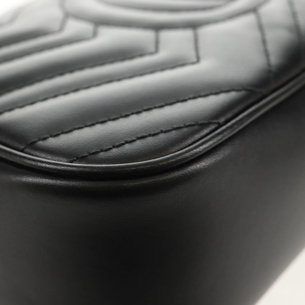 GUCCI Chain GG Marmont Shoulder Bag Leather Black Gold 447632 Auth am9985M