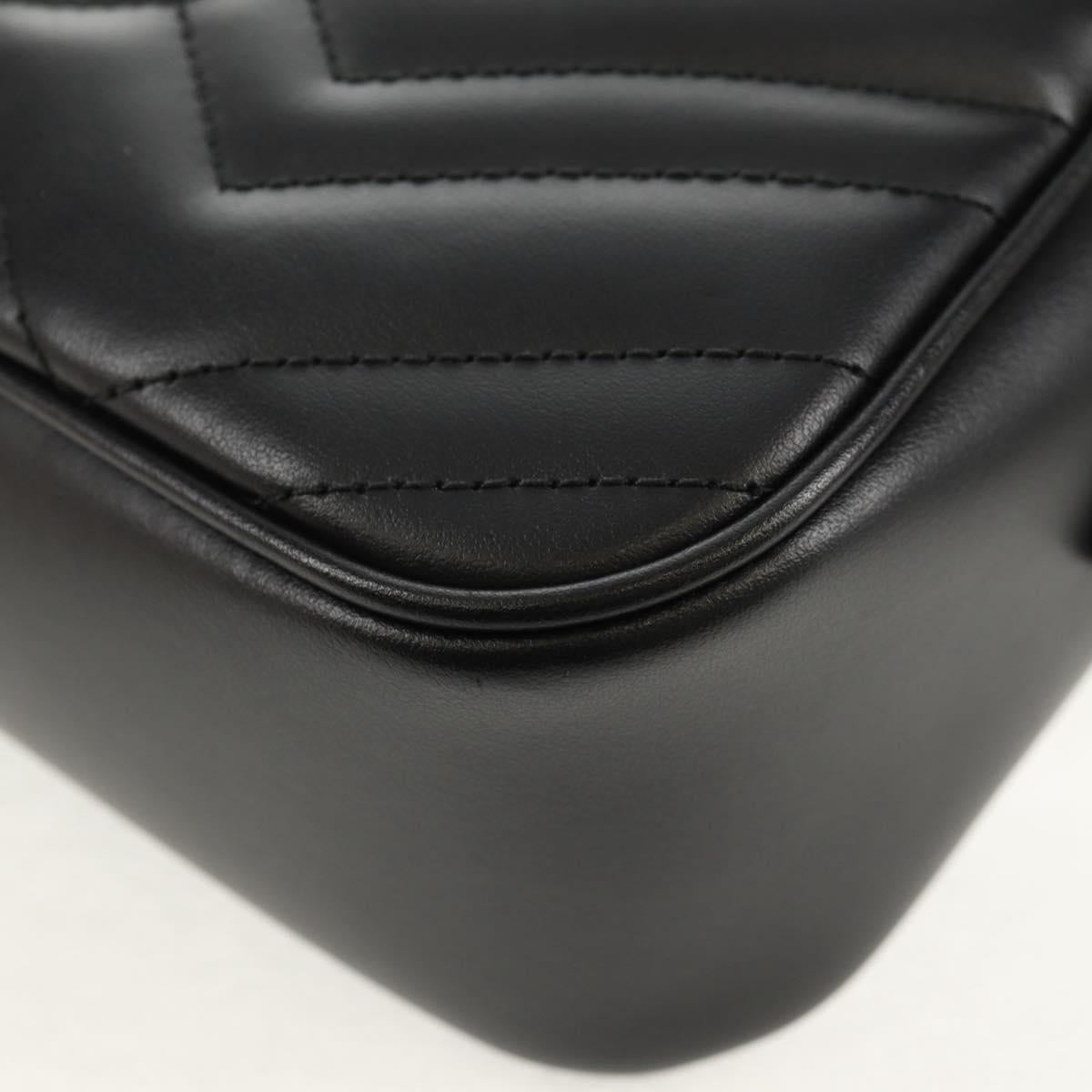 GUCCI Chain GG Marmont Shoulder Bag Leather Black Gold 447632 Auth am9985M