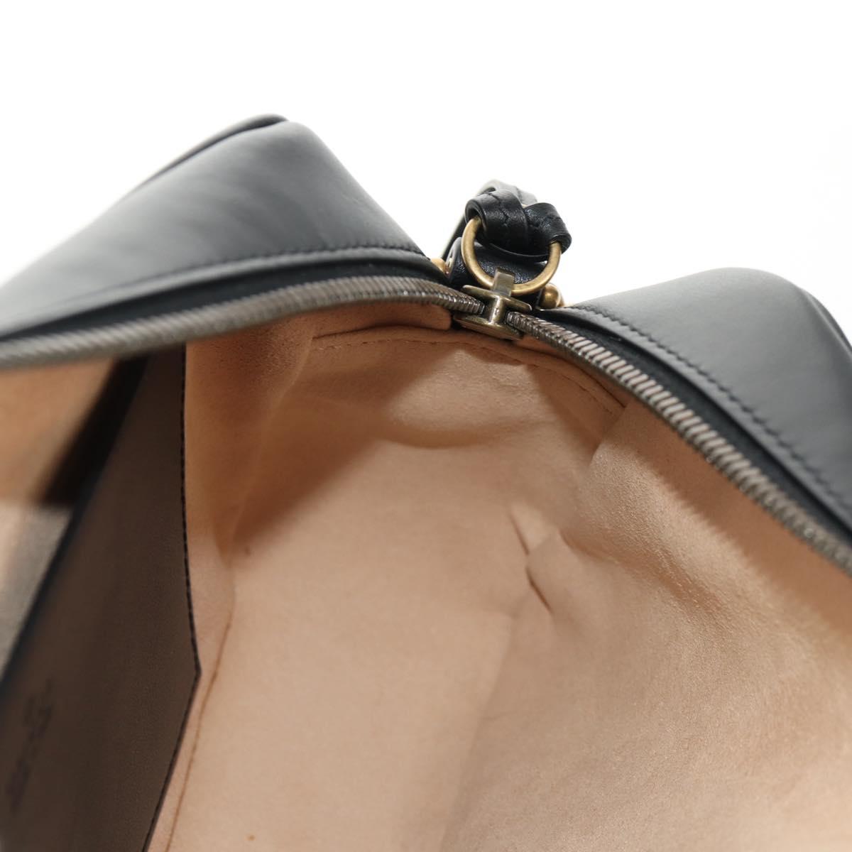 GUCCI Chain GG Marmont Shoulder Bag Leather Black Gold 447632 Auth am9985M