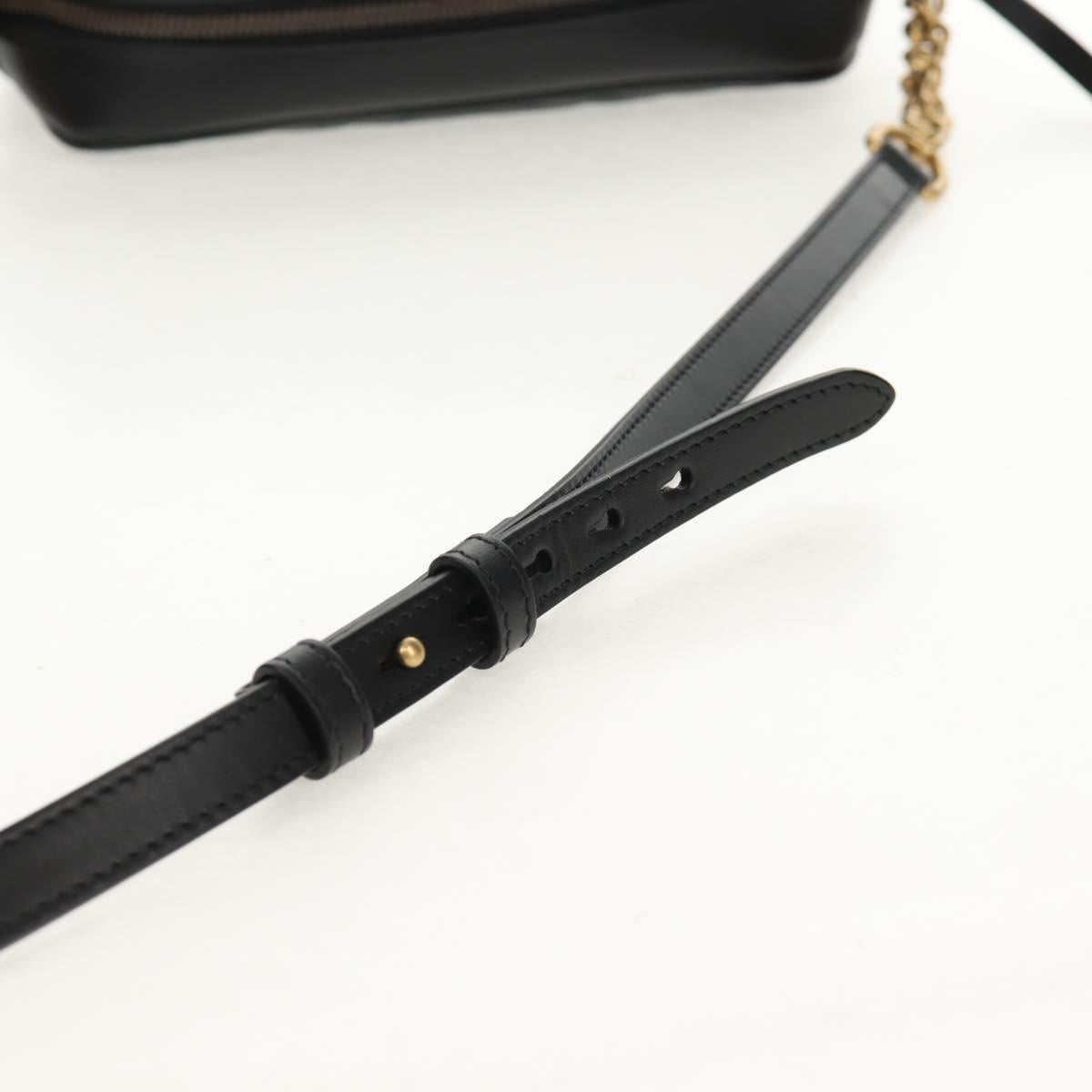 GUCCI Chain GG Marmont Shoulder Bag Leather Black Gold 447632 Auth am9985M