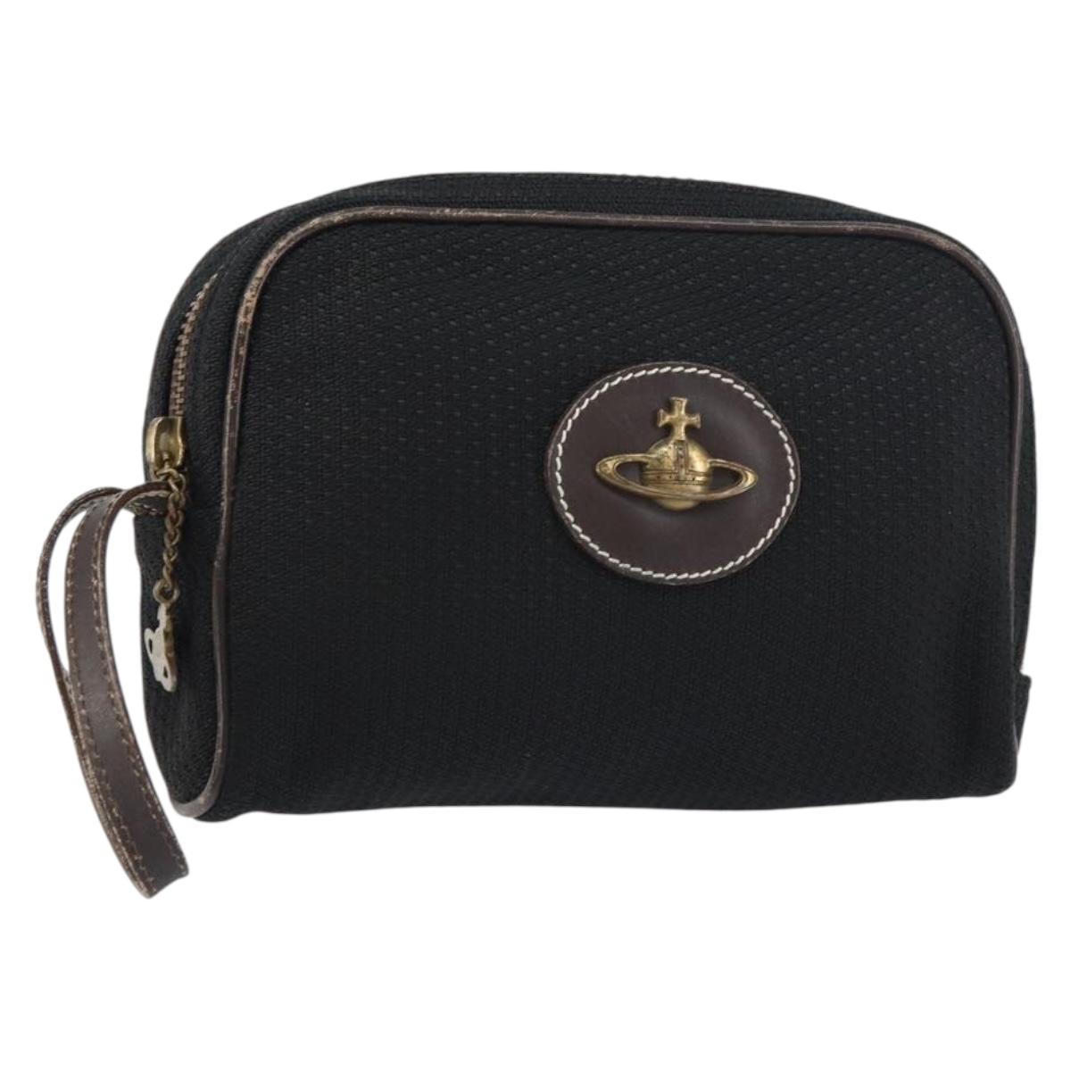 Vivienne Westwood Pouch Canvas Black Auth am9986