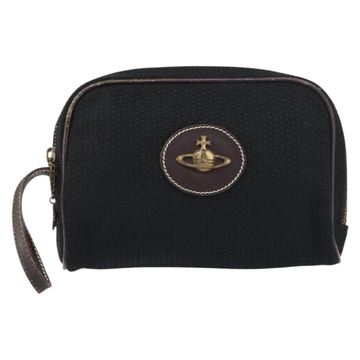 Vivienne Westwood Pouch Canvas Black Auth am9986