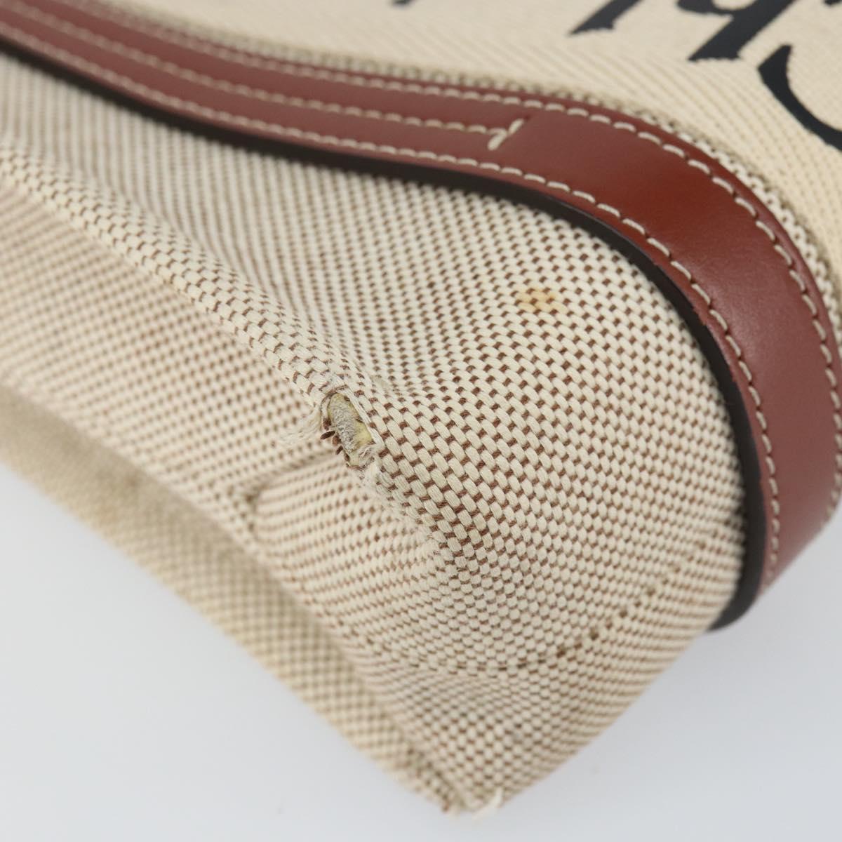 Chloe Woody Hand Bag Canvas Leather 2way Beige Gold Auth am9996