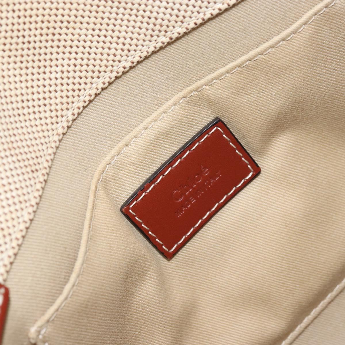 Chloe Woody Hand Bag Canvas Leather 2way Beige Gold Auth am9996