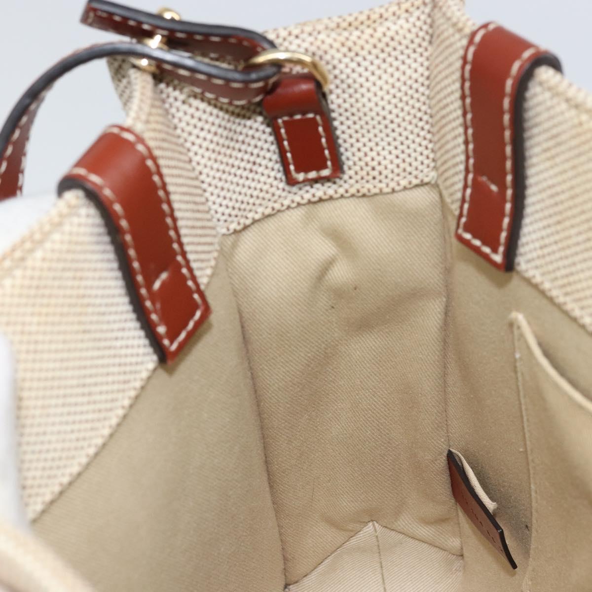 Chloe Woody Hand Bag Canvas Leather 2way Beige Gold Auth am9996