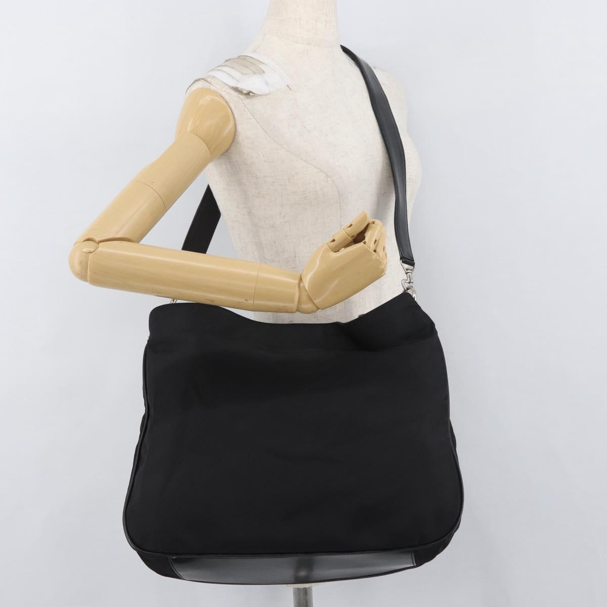 GUCCI Bamboo Shoulder Bag Nylon 2way Black Silver 001 2852 1577 5 Auth AMZ012