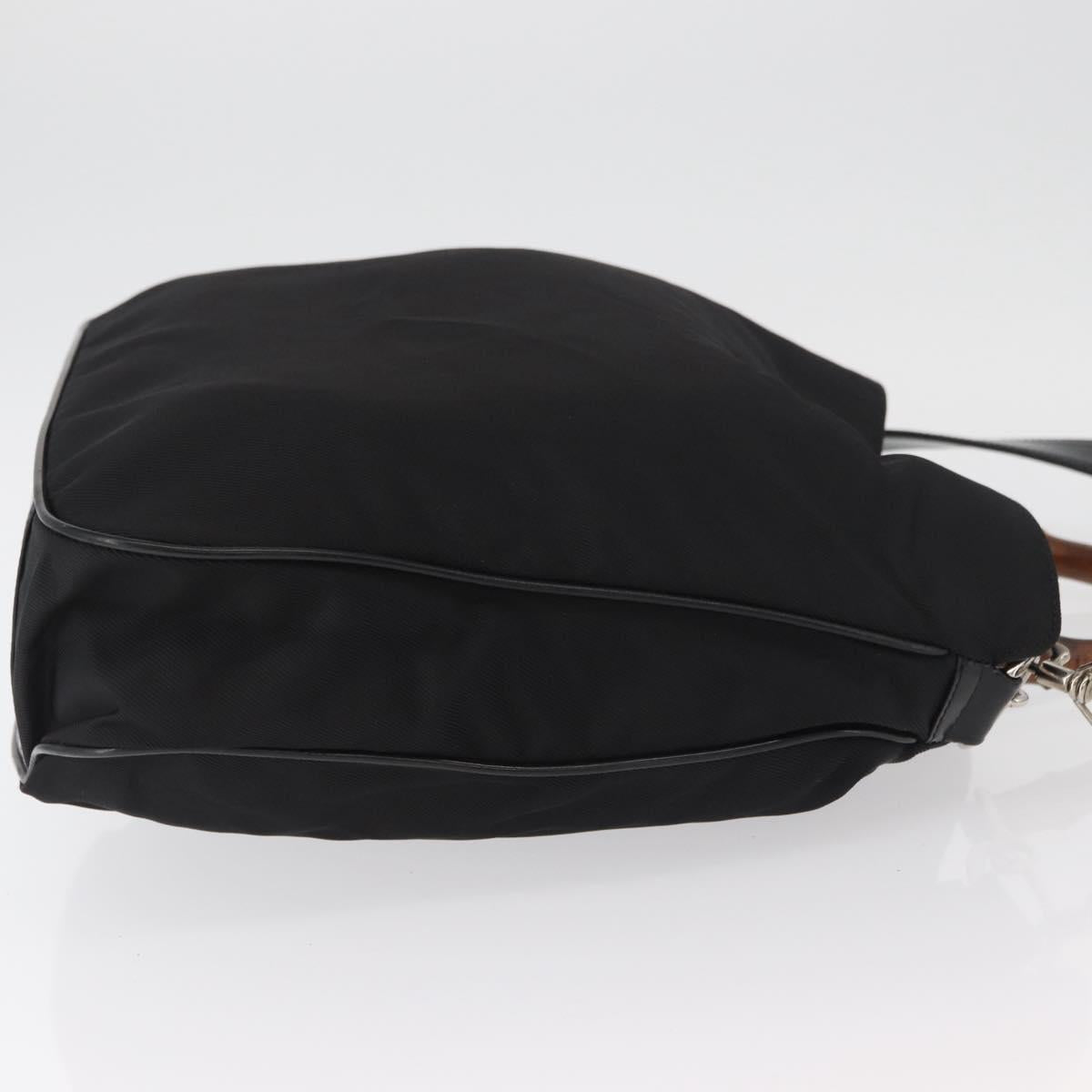 GUCCI Bamboo Shoulder Bag Nylon 2way Black Silver 001 2852 1577 5 Auth AMZ012