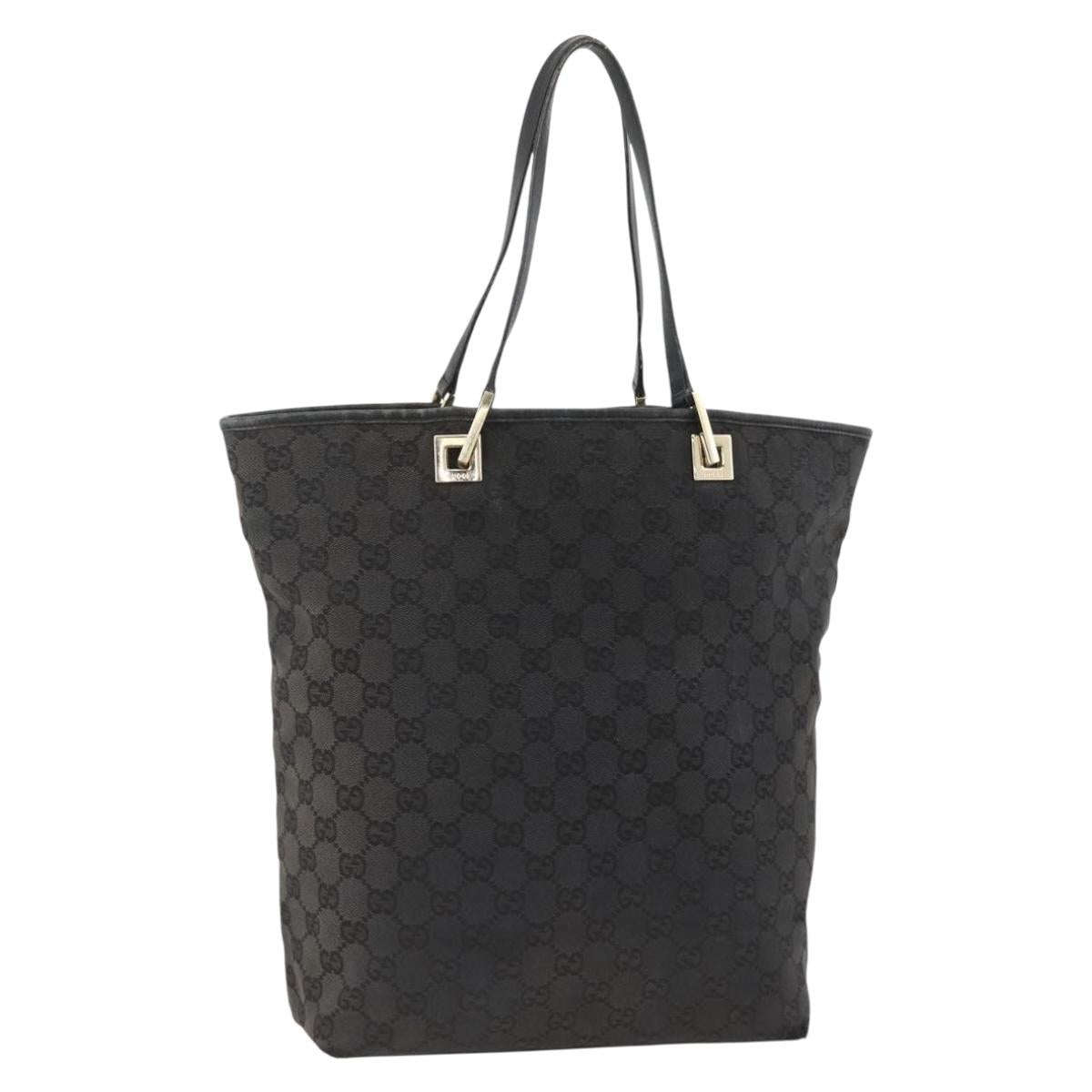 GUCCI GG Canvas Tote Bag Black Gold 002 1098 Auth AMZ017