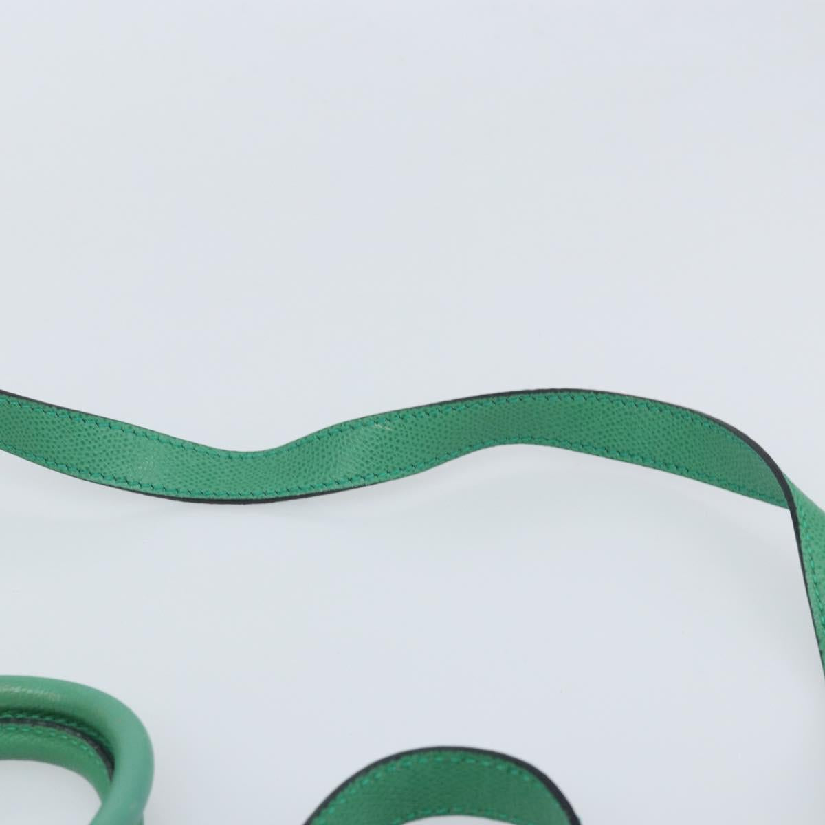 CELINE Hand Bag Leather 2way Green Gold Auth AMZ034A