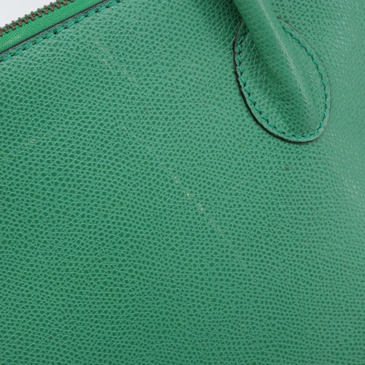 CELINE Hand Bag Leather 2way Green Gold Auth AMZ034A