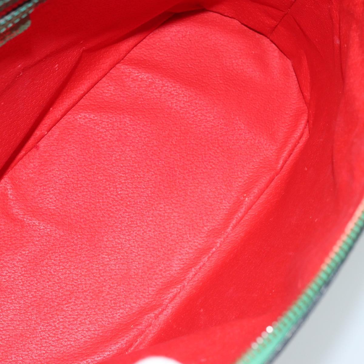 CELINE Hand Bag Leather 2way Green Gold Auth AMZ034A