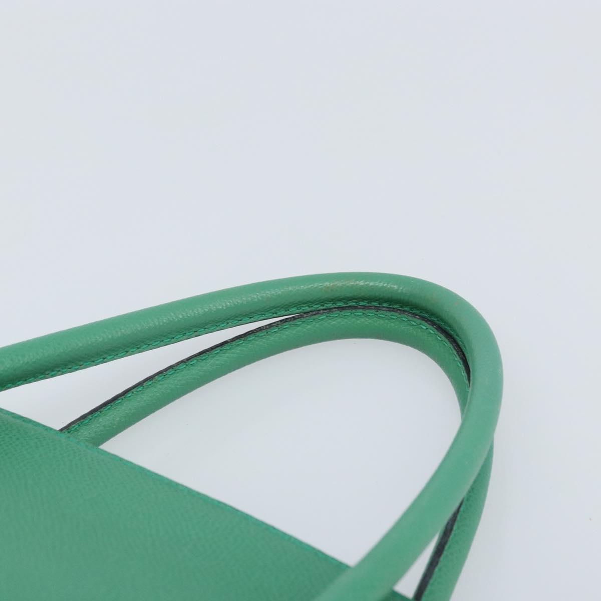 CELINE Hand Bag Leather 2way Green Gold Auth AMZ034A