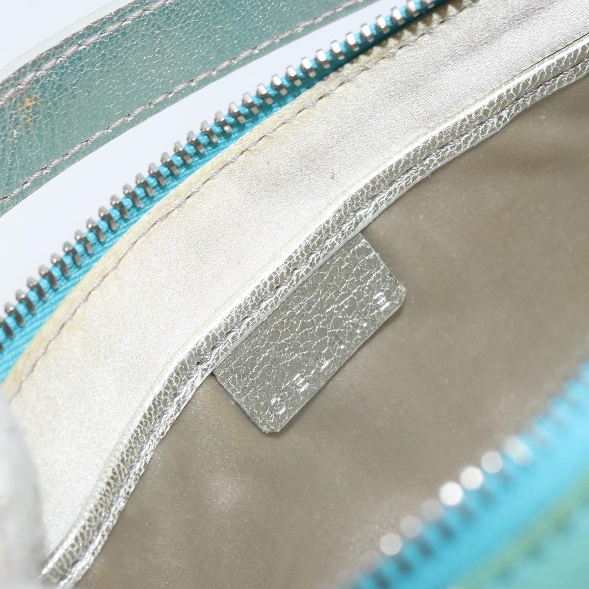 CELINE Accessory Pouch Suede Green Silver Auth AMZ035A