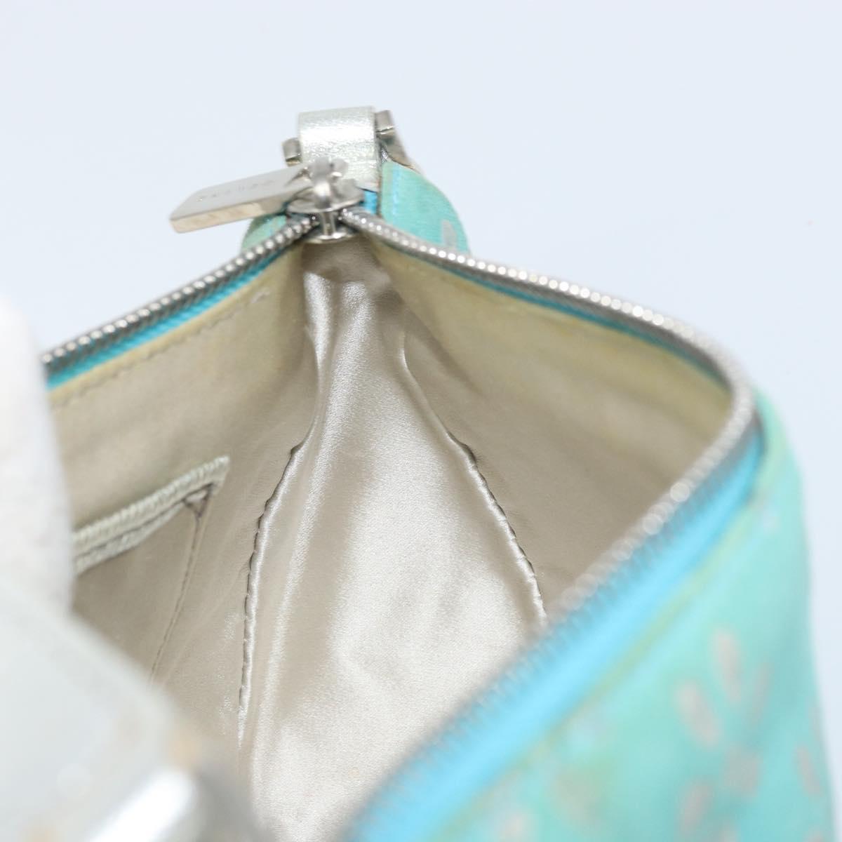 CELINE Accessory Pouch Suede Green Silver Auth AMZ035A