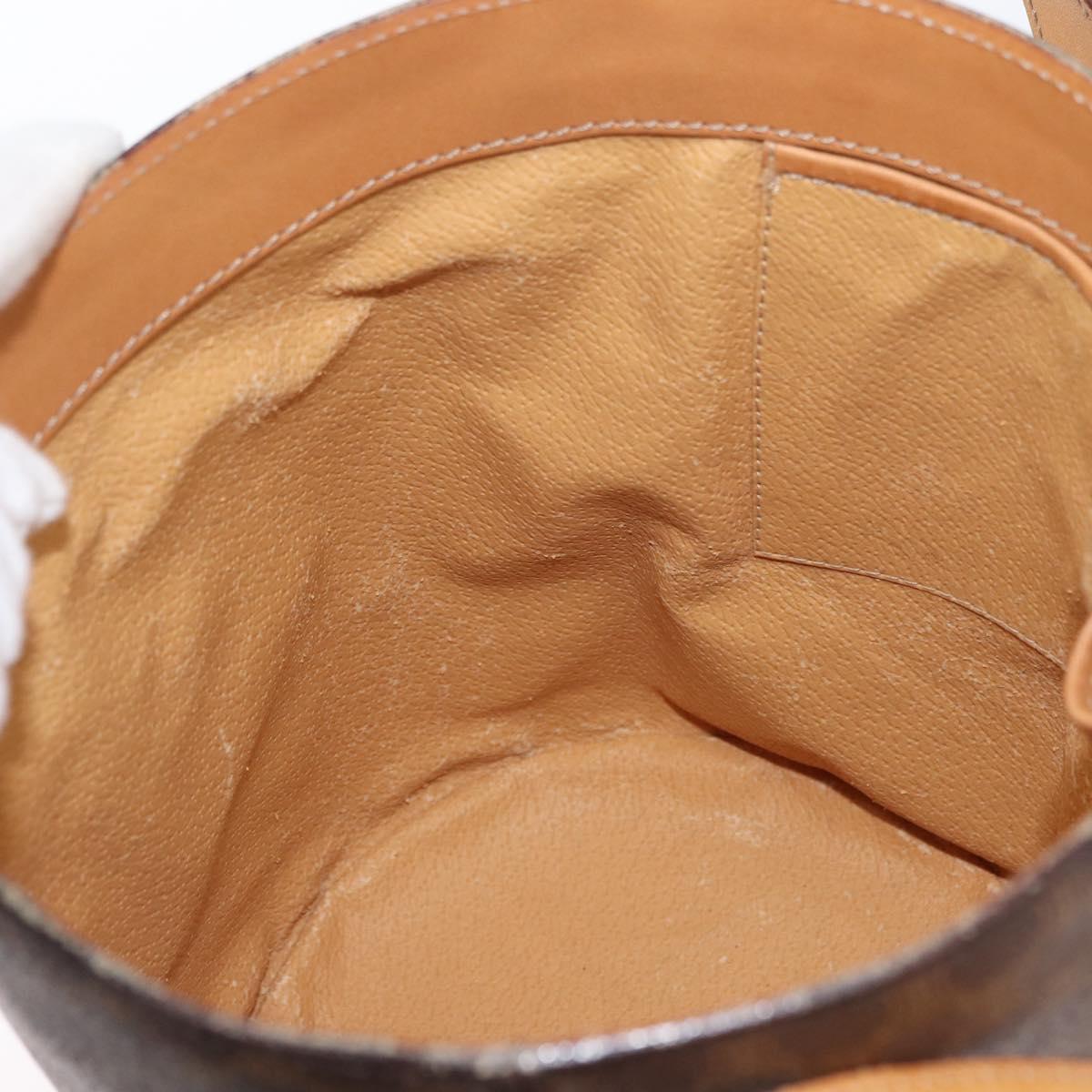 CELINE Macadam Canvas Shoulder Bag PVC Leather Brown Gold Auth AMZ048A