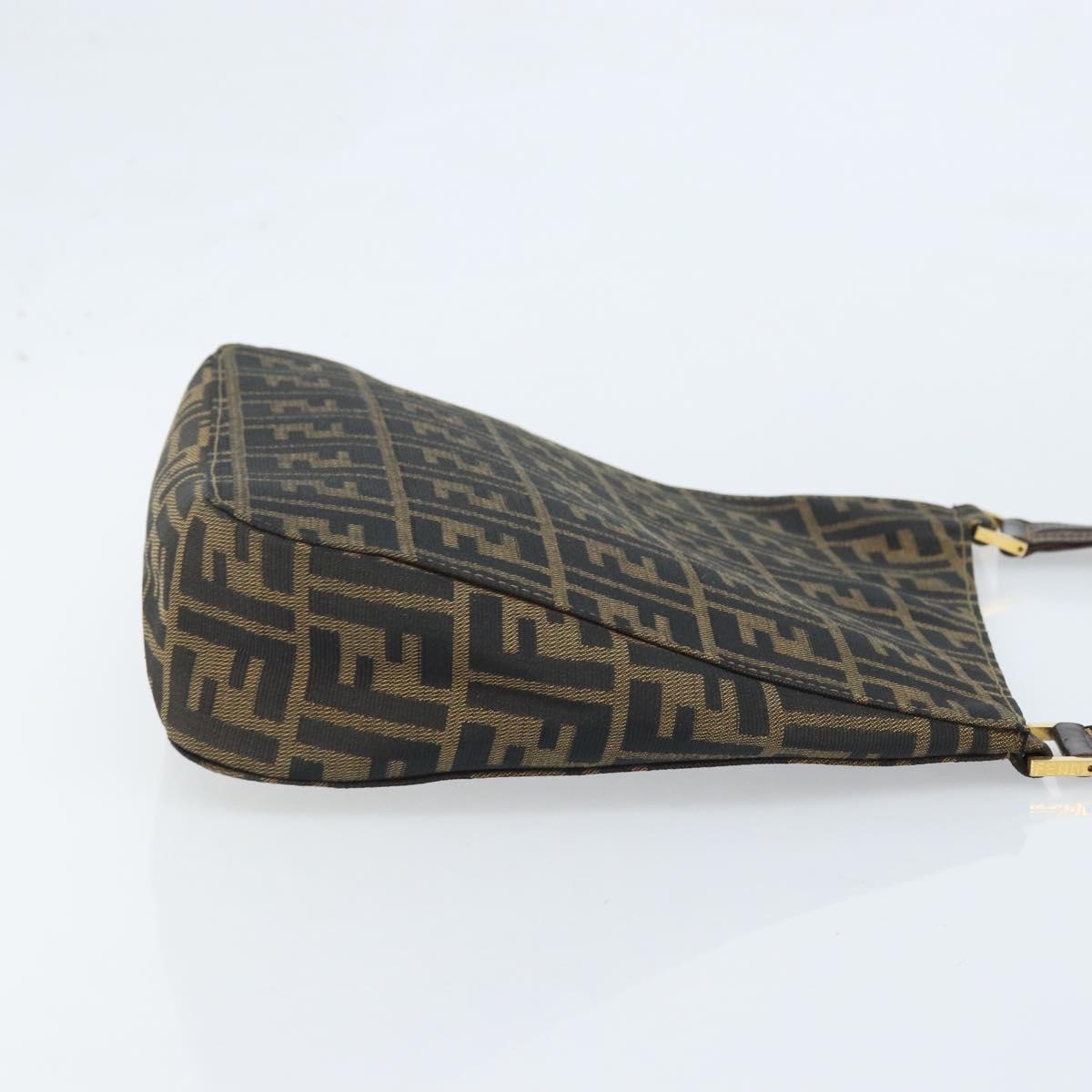 FENDI Zucca Canvas Shoulder Bag Brown Black Auth AMZ054A