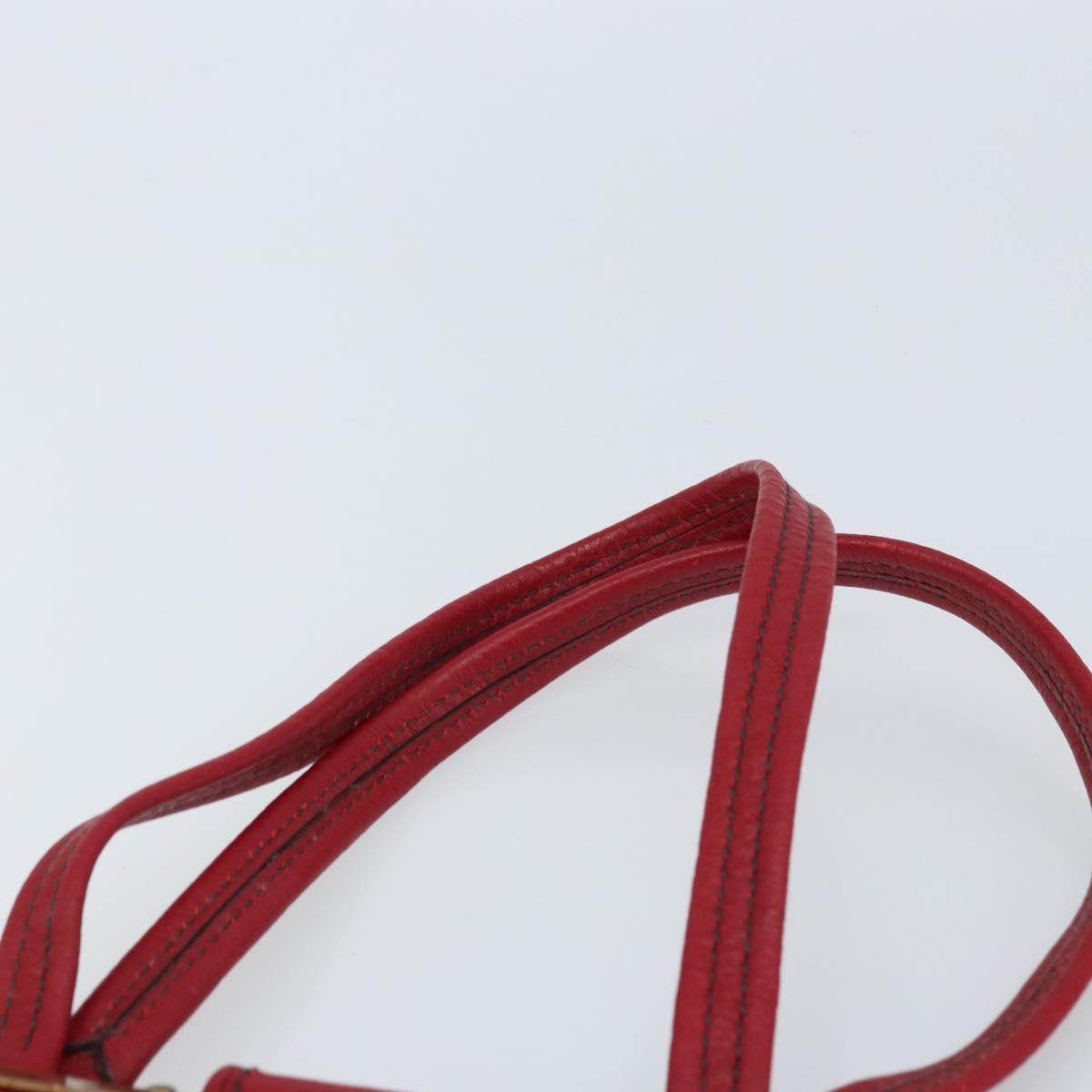 PRADA Hand Bag Leather Red Gold Auth AMZ057A