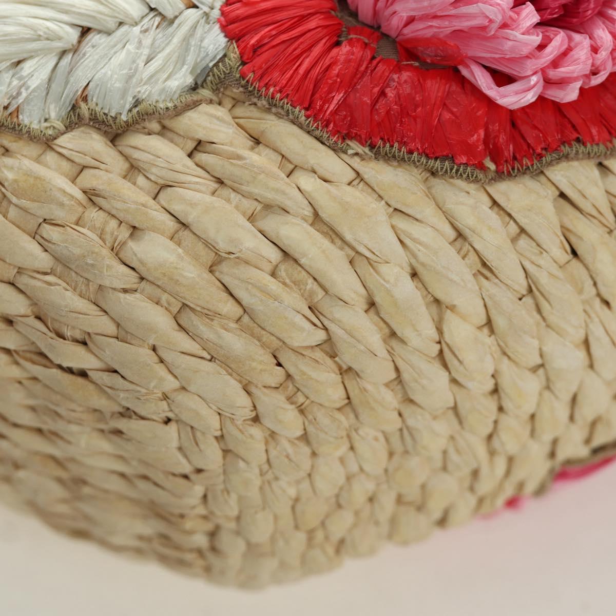 Miu Miu Tote Bag Raffia Pink Gold Auth AMZ060V