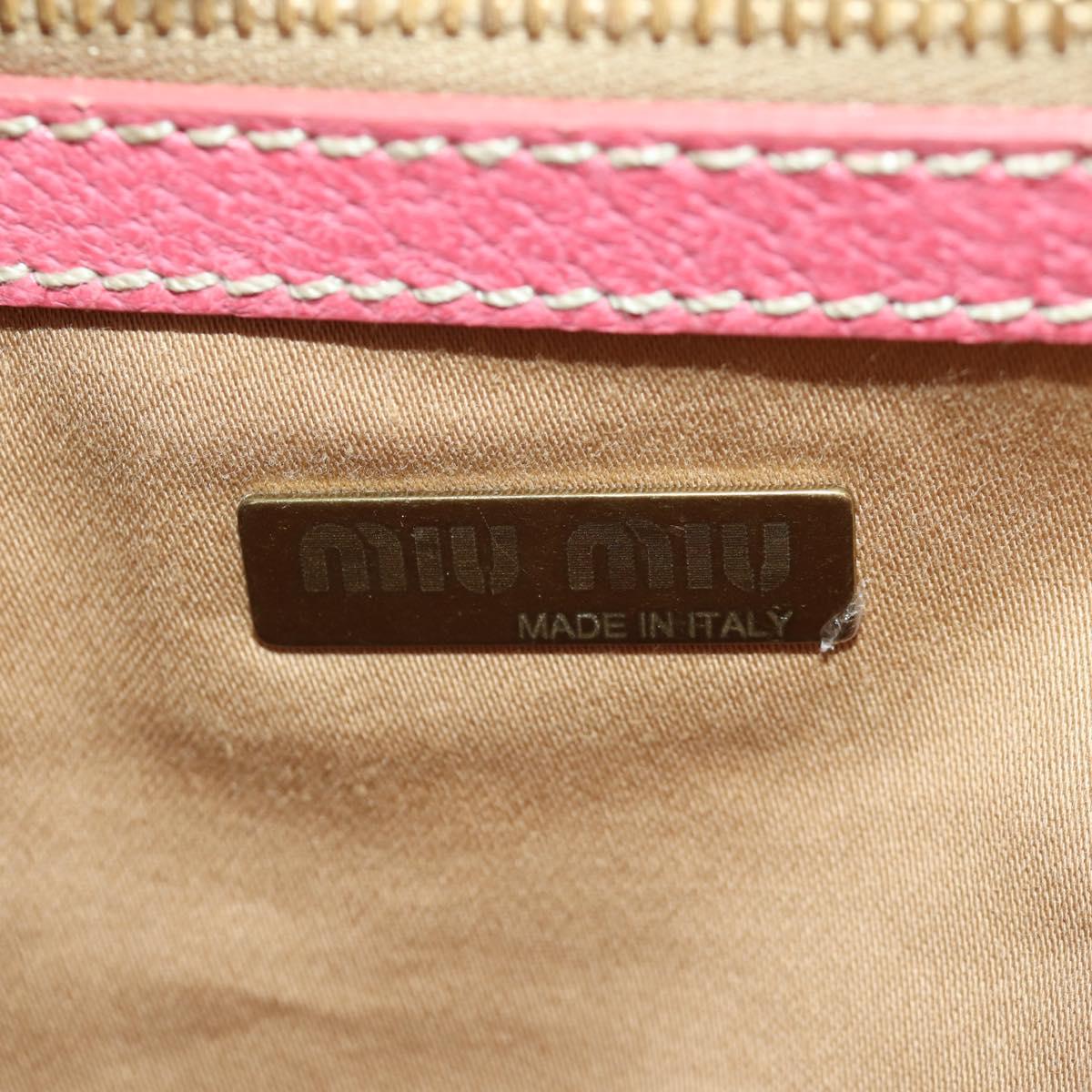 Miu Miu Tote Bag Raffia Pink Gold Auth AMZ060V