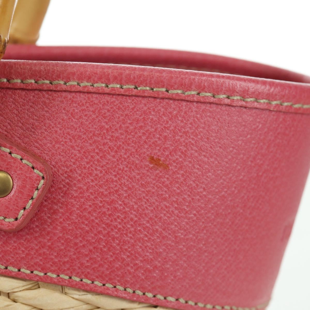Miu Miu Tote Bag Raffia Pink Gold Auth AMZ060V