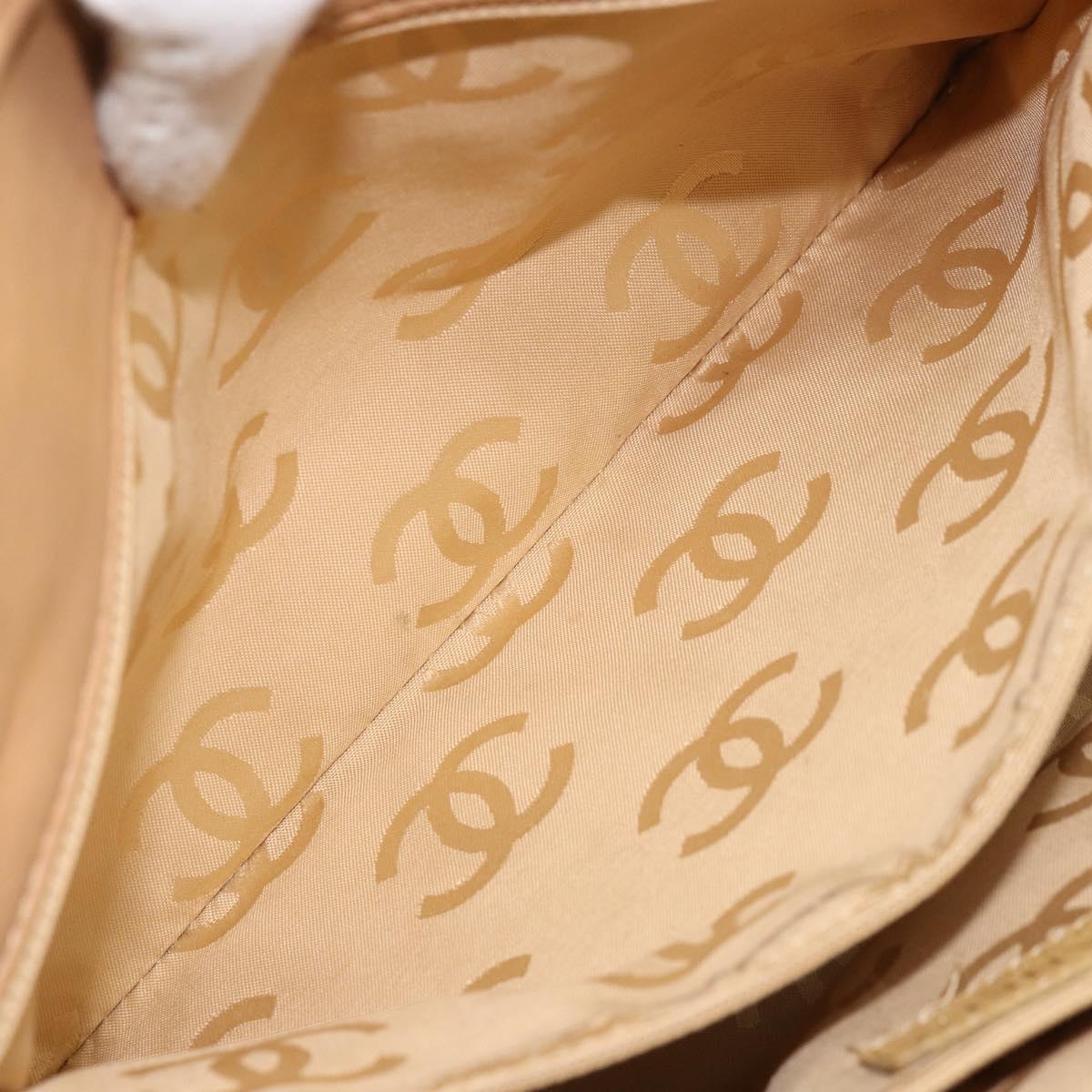 CHANEL Wild Stitch Hand Bag Leather Beige Gold CC Auth AMZ064